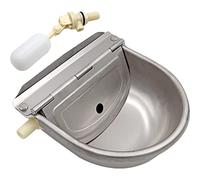 MUALROUS Bebedero automático de acero inoxidable para ganado, cuenco de agua para perros con 2 válvulas flotantes de 1/2 pulgadas, para caballo, ganado, cabra, oveja, cerdo, perro, válvula flotante