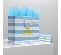 MuAnGlleeB 13 en 1 bolsa de regalo grande para baby shower con papel de seda y tarjeta de felicitación, bolsa de regalo de feliz cumpleaños para fiesta con asas