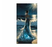 Muaor DIY 5D Diamond Art kits adults,Sea Girl Large Size 20x50cm Round Drill Diamond Arts,Embroidery Cross Stitch Canvas Painting by Numbers,Diamond Painting for Home Wall Decor Moonlight
