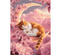 Muaor Paint by Numbers for Adults Frameless Moon Flower Cat,Adult paint by numbers Canvas Kits 30x40cm,DIY Hand Painted Oil Painting Kit with 3 Brushes and Acrylic Paint,Home Decor