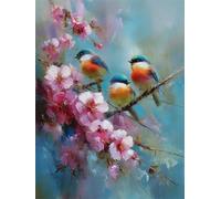 Muaor Paint by Numbers for Adults with Frame Birds Flowers Scenery,Adult paint by numbers Canvas Kits 50x65cm,DIY Hand Painted Oil Painting Kit with 3 Brushes and Acrylic Paint,Home Decor