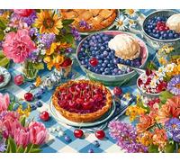 Muaor Paint by Numbers for Adults with Frame Food Picnic Flowers,Adult paint by numbers Canvas Kits 20x30cm,DIY Hand Painted Oil Painting Kit with 3 Brushes and Acrylic Paint,Home Decor