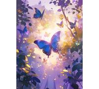 Muaor Paint by Numbers for Adults with Frame Sunshine Purple Butterfly,Adult paint by numbers Canvas Kits 50x65cm,DIY Hand Painted Oil Painting Kit with 3 Brushes and Acrylic Paint,Home Decor