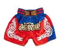 MUAY NATION Pantalones Cortos de Muay Thai para Niños (2 Años - 12 Años) Niñas Niños Pantalones de Boxeo para Kickboxing MMA Artes Marciales (FR/ES, Edad, 9 años, 12 años, Regular, PRM Rojo/Azul)