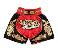 MUAY NATION Pantalones Cortos de Muay Thai para Niños (2 Años - 12 Años) Niñas Niños Pantalones de Boxeo para Kickboxing MMA Artes Marciales (FR/ES, Edad, 4 años, 6 años, Regular, Rojo)