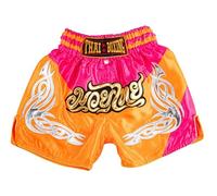 MUAY NATION Pantalones Cortos de Muay Thai para Niños (2 Años - 12 Años) Niñas Niños Pantalones de Boxeo para Kickboxing MMA Artes Marciales (FR/ES, Edad, 6 años, 8 años, Regular, PRM Naranja/Rosa)