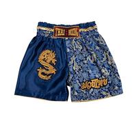 MUAY NATION Pantalones Cortos de Muay Thai para Niños (2 Años - 12 Años) Niñas Niños Pantalones de Boxeo para Kickboxing MMA Artes Marciales (FR/ES, Edad, 2 años, 3 años, Regular, Dragón Azul)