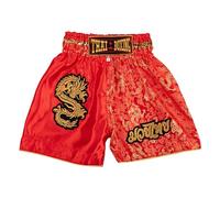 MUAY NATION Pantalones Cortos de Muay Thai para Niños (2 Años - 12 Años) Niñas Niños Pantalones de Boxeo para Kickboxing MMA Artes Marciales (FR/ES, Edad, 4 años, 6 años, Regular, Dragón Rojo)
