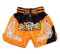 MUAY NATION Pantalones Cortos de Muay Thai para Niños (2 Años - 12 Años) Niñas Niños Pantalones de Boxeo para Kickboxing MMA Artes Marciales (FR/ES, Edad, 4 años, 6 años, Regular, PRM Naranja/Negro)