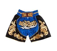 MUAY NATION Pantalones Cortos de Muay Thai para Niños (2 Años - 12 Años) Niñas Niños Pantalones de Boxeo para Kickboxing MMA Artes Marciales (FR/ES, Edad, 4 años, 6 años, Regular, Azul)