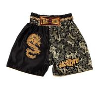 MUAY NATION Pantalones Cortos de Muay Thai para Niños (2 Años - 12 Años) Niñas Niños Pantalones de Boxeo para Kickboxing MMA Artes Marciales (FR/ES, Edad, 2 años, 3 años, Regular, Dragón Negro)