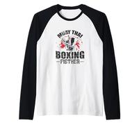 Muay Thai Boxeador Luchador Maestro de Combinaciones Camiseta Manga Raglan