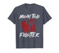 Muay Thai Fighter Boxeo Artes Marciales Hobby Camiseta, Hombre, Azul Jaspeado, L