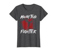 Muay Thai Fighter Boxeo Artes Marciales Hobby Camiseta, Mujer, Jaspeado Oscuro, L
