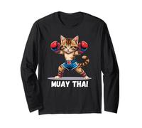 Muay Thai Gatito Amante Gato Artista Marcial Boxeo Tailandés Manga Larga