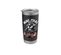 Muay Thai Gorila Poderoso Coraje Lucha Vaso térmico de acero inoxidable de doble pared