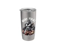 Muay Thai Gorila Poderoso Coraje Lucha Vaso térmico de acero inoxidable de doble pared