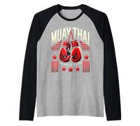 Muay Thai Vintage Fighter - Kickboxing Training Design Camiseta Manga Raglan