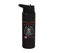 Muay Thai Vintage Fighter - Kickboxing Training Design Stainless Steel Insulated Water Bottle