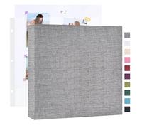 Mublalbum Álbum de fotos de 3 anillos de 10 x 10 pulgadas, 40 páginas | Funda de lino, carpeta de 3 anillas, 20 fundas de 40 páginas, libro de recuerdos para bebé, boda, aniversario