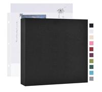 Mublalbum Álbum de fotos de 3 anillos de 8 x 8 pulgadas, 40 páginas, color | Funda de lino, carpeta de 3 anillas, 20 fundas de 40 páginas, libro de recuerdos para bebé, boda, aniversario