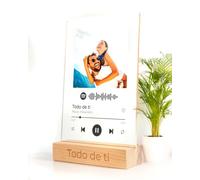 mubusi Cuadro Spotify Personalizado - Color Negro 15x22 cm - Placa de Metacrilato con Base de Madera - Regalos Originales - Placa con Foto y Canción Personalizada