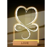 mubusi Lámpara Personalizada - Modelo Corazón e Infinito - Medida 15x22 cm - Luz Mesita de Noche - Placas Conmemorativas con Base LED - Regalos para Originales San Valentín, Aniversario o Cumpleaños.