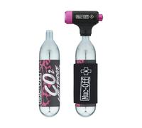 Muc-Off Kit Inflador de Bicicletas CO2 para Bicicleta MTB - Kit Repara Pinchazos para Bicicleta de Montaña con Válvula Presta o Schrader - Incluye 2 Cartuchos de Gas, Cabezal y Funda