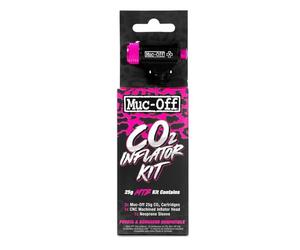 Muc-Off Kit Inflador de Bicicletas CO2 para Bicicleta MTB - Kit Repara Pinchazos para Bicicleta de Montaña con Válvula Presta o Schrader - Incluye 2 Cartuchos de Gas, Cabezal y Funda