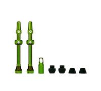 Muc-Off Set de Válvula Presta para Tubeless, Verde, 60 mm - Válvula de Bicicleta Sin Fugas Con Herramienta de Extracción de Núcleo de Válvula Integrada