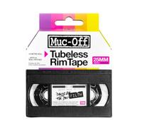 Muc-Off Tubeless Rim Tape, 25 mm - Cinta de Llanta para Ruedas Tubeless - Fondo de Llanta Adhesivo Sensible a la Presión - Cinta de Fondo de Llanta de 10 m con 4 Parches de Sellado de Ruedas