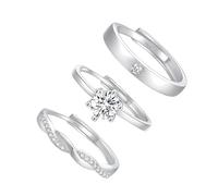 MUCCA 3 Piezas Anillo de Plata 925 Señoras Anillos Mujeres Zirconia Cúbico Anillo de Compromiso Señoras