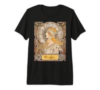 Mucha La Plume Zodiac Lady Art Nouveau Camiseta Premium
