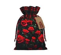 Muchas bolsas de cordón de celosía con estampado de rosas rojas, bolsas de regalo de Navidad, bolsas de regalo de fiesta