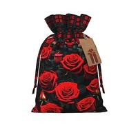 Muchas bolsas de cordón de celosía con estampado de rosas rojas, bolsas de regalo de Navidad, bolsas de regalo de fiesta