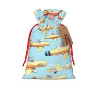 Muchas bolsas de regalo de Navidad con cordón de tela versátil de dibujos animados para aviones pequeños, perfectas para vacaciones y ocasiones especiales