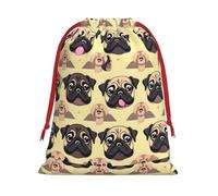Muchas bonitas bolsas de Navidad con diseño de carlino para fiestas de cumpleaños, suministros de vacaciones, también se pueden utilizar para el almacenamiento diario