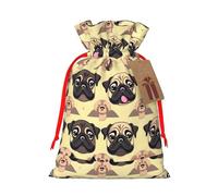 Muchas bonitas bolsas de Navidad con estampado de carlino - Paquete de vacaciones premium, embalaje festivo de Navidad con diseños alegres