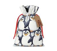 Muchas bonitas bolsas de regalo de Navidad con cordón de tela versátil con diseño de pingüinos bebés, perfectas para vacaciones y ocasiones especiales