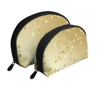Muchas Estrellas Doradas Sin Costuras, Bolsa de Maquillaje de Concha, Monedero pequeño para Mujer, Bolsa de artículos de tocador, Bolsa de cosméticos, 2 Piezas