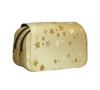 Muchas Estrellas Doradas sin Costuras Estuche para lápices portátil con Doble Concha y Cremallera