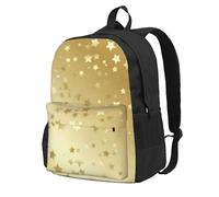 Muchas estrellas doradas sin costuras,Mochila con bolsillos, mochila informal para el día a día, resistente al agua, ideal para la escuela, viajes