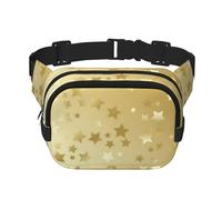 Muchas Estrellas Doradas sin Costuras,Riñonera Cuadrada de Doble Capa, Bolso de Viaje, Bolso Informal para el Pecho.