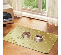 Muchas Estrellas Doradas sin Costuras,Tapete para Comida de Mascotas, manteles Individuales de Cuero sintético para Gatos y Perros,30x45cm