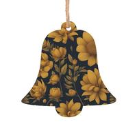 Muchas flores doradas, 1 impresión, 6 piezas de decoración para colgar en el árbol de Navidad, campana, árbol, muñeco de nieve, formas para decoración de Navidad