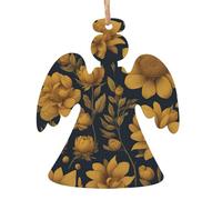 Muchas flores doradas, 1 impresión, 6 piezas de decoración para colgar en el árbol de Navidad, campana, árbol, muñeco de nieve, formas para decoración de Navidad