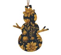 Muchas flores doradas, 1 impresión, 6 piezas de decoración para colgar en el árbol de Navidad, campana, árbol, muñeco de nieve, formas para decoración de Navidad