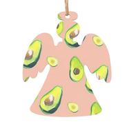 Muchas imágenes de aguacate impresas 6 piezas decoración colgante de árbol de Navidad, campana, árbol de madera, formas de muñeco de nieve para decoración de Navidad