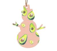 Muchas imágenes de aguacate impresas 6 piezas decoración colgante de árbol de Navidad, campana, árbol de madera, formas de muñeco de nieve para decoración de Navidad