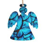 Muchas mariposas azules estampadas para árbol de Navidad, decoración colgante de árbol de Navidad, campanas de ángel, formas de muñeco de nieve para decoración de Navidad